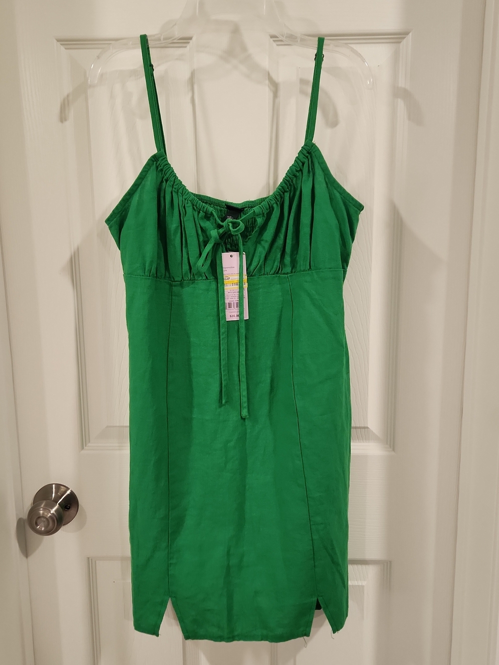 Wild Fable Green Linen Blend Milkmaid Dress Size M NWT Keyhole Boho Camisole